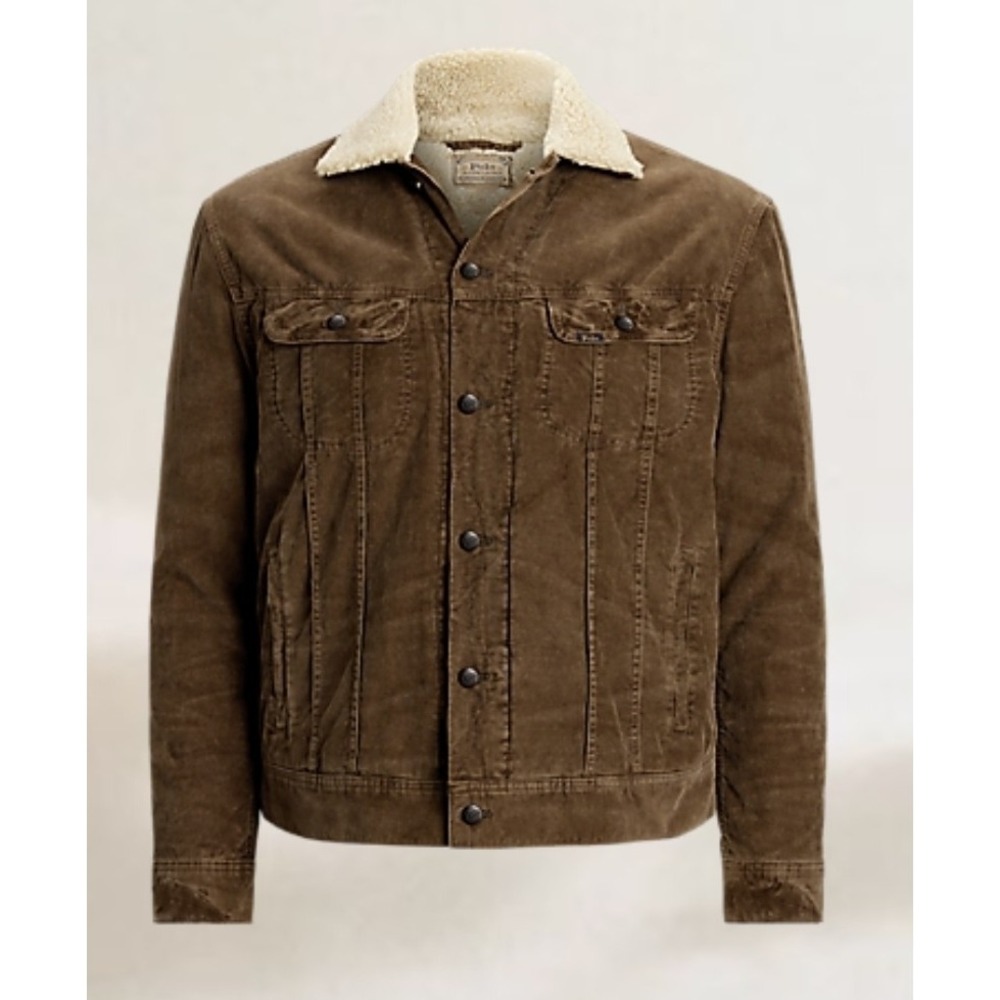 Polo Ralph Lauren Fleece Lined Corduroy Brown Trucker Jacket Men's Size 4XB NWT